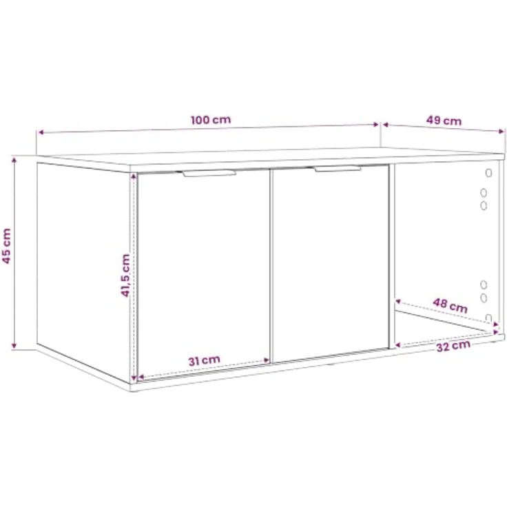 vidaXL Katzenkiste Möbel Sonoma-Eiche, modernes Katzenhaus mit verstecktem Katzenklo-Design, 100 x 49 x 45 cm, Indoor-Rückzugsort – Bild 3