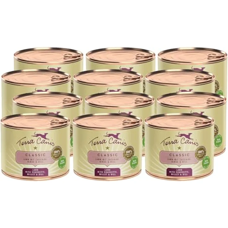 Terra Canis Lamm, Zucchini, Hirse & Dill Classic Nassfutter, 12x200g, glutenfreies Premium Hundefutter in 100% Lebensmittelqualität, allergen- und getreidearm – Bild 1
