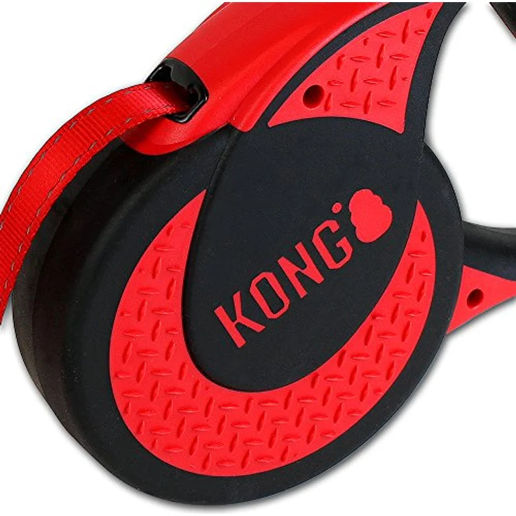 KONG Ultimate einziehbare Hundeleine, extra groß, 5 m mit Softgrip-Griff und reflektierenden Nähten, Rot – Bild 2