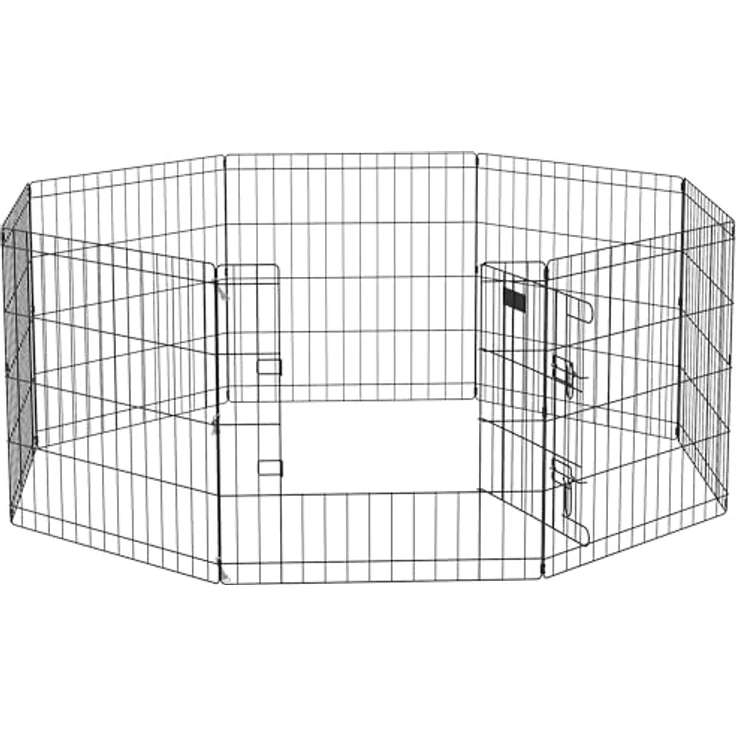 PawHut Welpenlaufstall 8-TLG, flexibles Freilaufgehege aus robustem Metalldraht, 61 cm hoch, ideal für drinnen und draußen, große Tür mit Bolzenverschluss, für kleine Hunde bis 10 kg – Bild 1