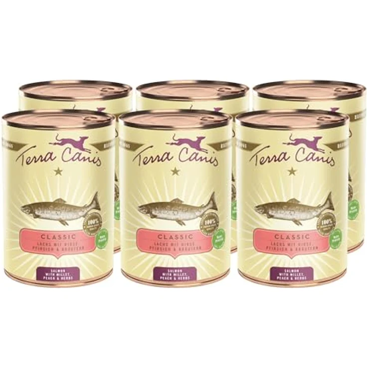 Terra Canis Lachs, Hirse, Pfirsich & Kräuter - Classic Nassfutter, 6x400g I Premium Hundefutter in 100% Lebensmittelqualität, allergen- & getreidearm, glutenfrei – Bild 1
