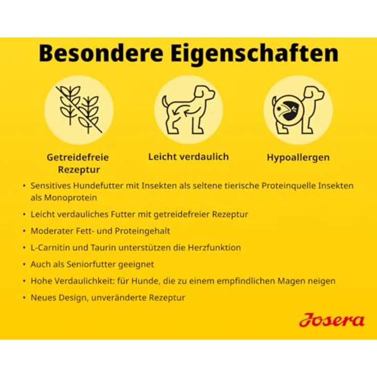 Josera Adult Hypoallergenic, 3 kg Premium Trockenfutter für Erwachsene Hunde mit Unverträglichkeiten, getreidefrei, Monoprotein aus Insekten, hochverdaulich – Bild 5