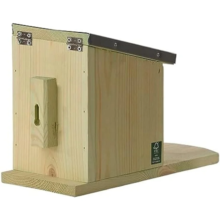 Esschert Design Futterhaus, Futterstation für Eichhörnchen mit Metalldach, Deckel klappbar, ohne Nüsse, ca. 12,2 cm x 23 cm x 17,5 cm – Bild 9