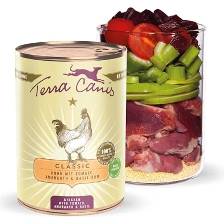 Terra Canis Huhn, Tomate, Amaranth & Basilikum - Classic Nassfutter, 400g I 100% Lebensmittelqualität, allergen- & getreidearm, reichhaltig und gesund – Bild 1