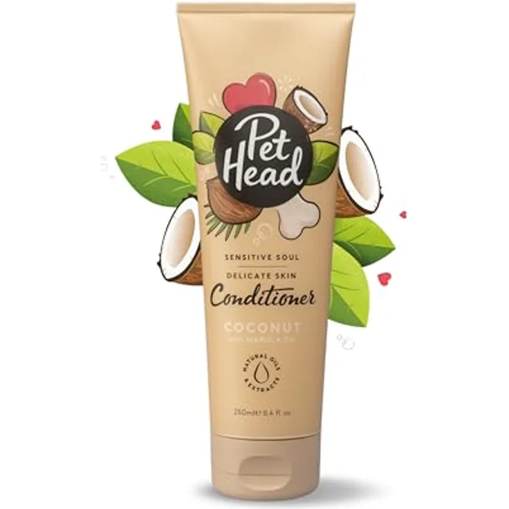 Pet Head Sensitive Soul Conditioner, Hundespülung für empfindliche Haut, Kokosnussduft, pH-neutral, vegan & tierversuchsfrei, 250ml