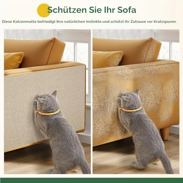 Gimars Selbstklebend Kratzmatte 200 × 40, mit Zusatz-Klebeband, DIY Kratzschutz Sofa Katze, Kratzbrett Katze, Katzen Kratzmatte, Kratzmatte für Wand & Möbel, Khaki – Bild 5