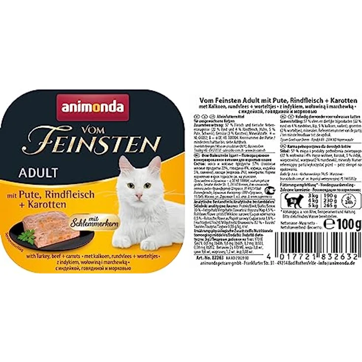 animonda vom Feinsten Schlemmerkern, Katzen-Nassfutter mit Pute, Rind und Karotte, 32x100g – Bild 2