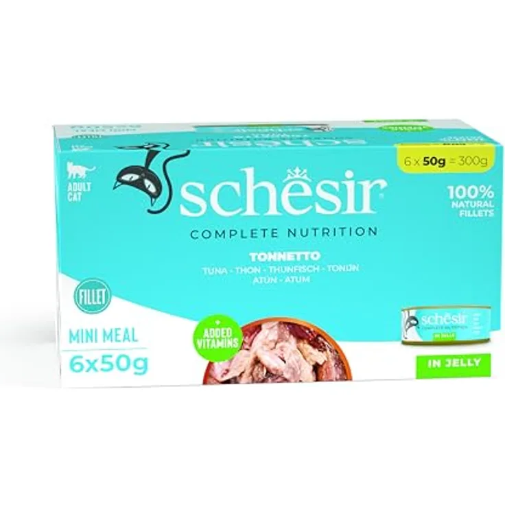 Schesir Katzenfutter Jelly Thunfisch Multipack, 6 Portionsbeutel á 50 g (300 g insgesamt), hochwertiges Nassfutter