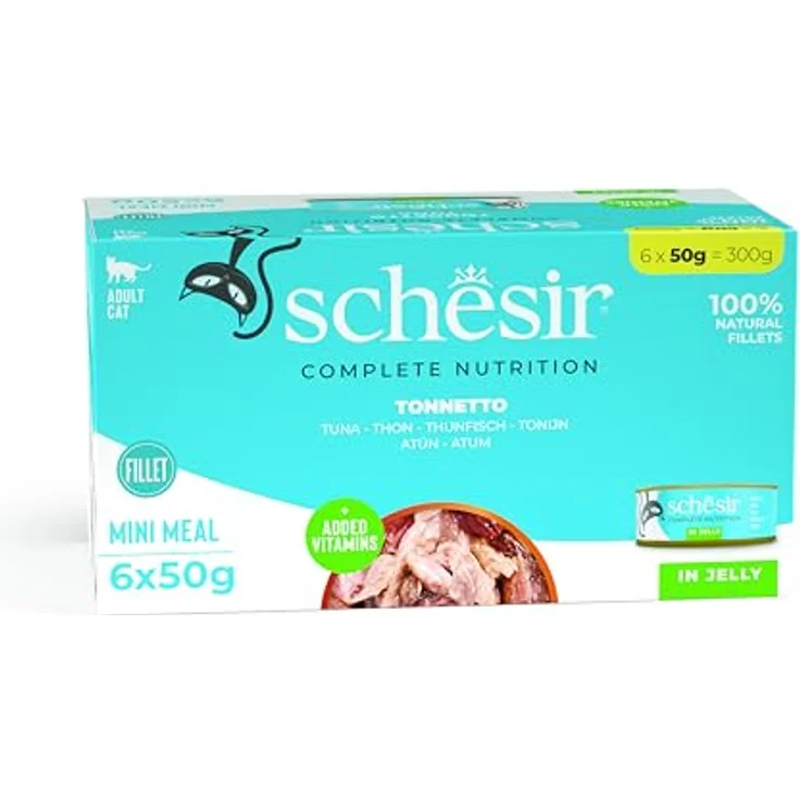 Schesir Katzenfutter Jelly Thunfisch Multipack, 6 Portionsbeutel á 50 g (300 g insgesamt), hochwertiges Nassfutter – Bild 1