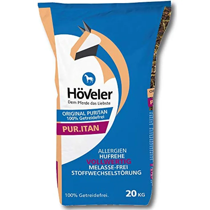 Höveler Puritan Original Pur.itan, Vollwert-Müsli für Allergiker und Pferde mit Stoffwechselproblemen, 20 kg