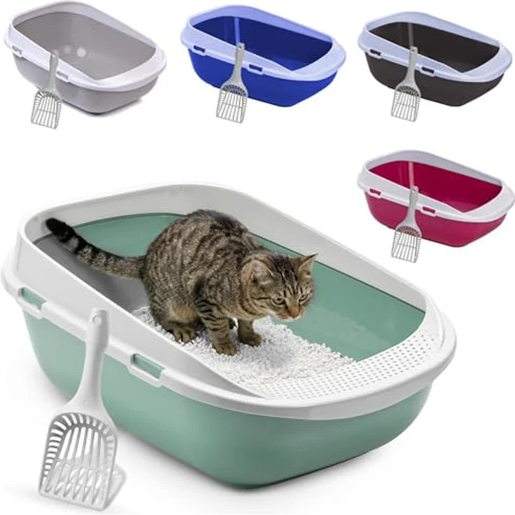 adena XXL Katzentoilette Schale 65 cm Agave, mit Rand und großer Streuschaufel, perforierte Einstiegsstufe – Bild 1