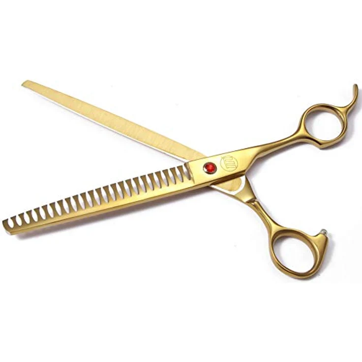Moontay Professionelles Hundescheren-Set, 17,8 cm/20,3 cm, gebogene Hundeschere, Chunker-Schere und Ausdünnschere mit Pflegekamm aus japanischem 440C-Kohlenstoff-Edelstahl – Bild 4
