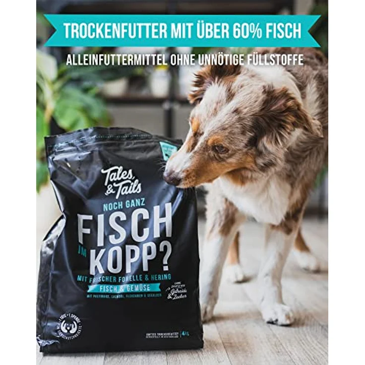 Tales & Tails Fisch Im Kopp, Halbfeuchtes Trockenfutter für Hunde, Getreidefrei, 60% Fisch, Hohe Verträglichkeit, 4x 4kg – Bild 2