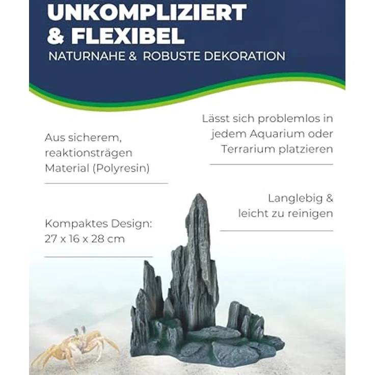 HOBBY Aquariendeko Guilin Rock 3, 27x15x29 cm, langlebiger Dekorationsfelsen aus Polyresin, farb- und wasserneutral – Bild 3