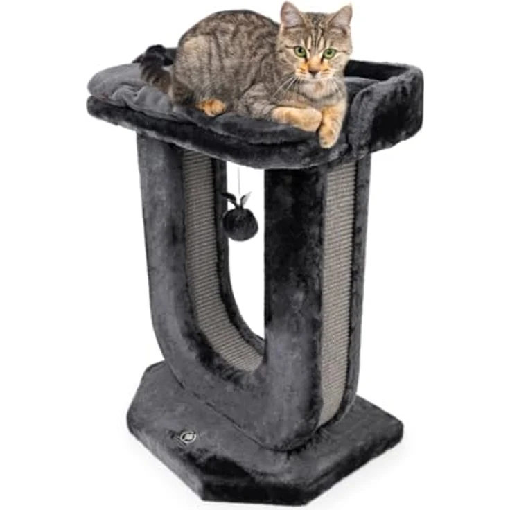 CanadianCat Company Kratzstamm Unique, anthrazit, U-Form mit hochwertigem Kratzteppich und bequemer Liegefläche, ca. 50 x 40 x 73 cm – Bild 1