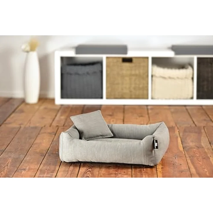 Rohrschneider Kuschelsofa für Hunde, Recycelter Polsterstoff, Grau, Abnehmbarer Bezug, Innenkissen & Dekokissen, Antirutsch-Unterseite, Größe S: 50x40x15cm – Bild 2