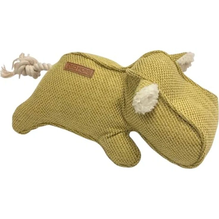 D&D Home, Edles Hundespielzeug Chenille Emmy 30x14 cm gelb Füllung 100% Polyester Feine Verarbeitung - Fellohren mit Quietscher im Rüssel für noch mehr Spielspaß für Hunde – Bild 2