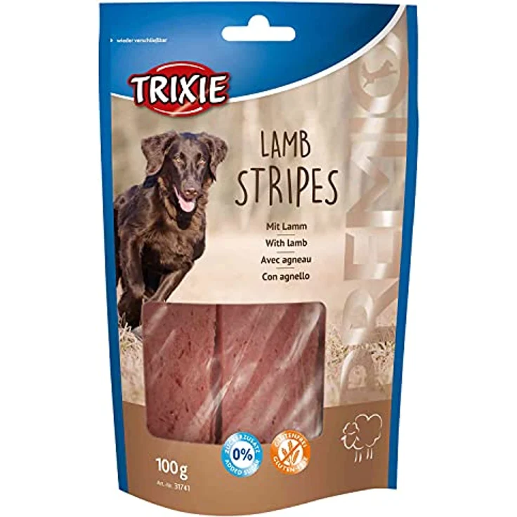 Trixie PREMIO 100 g Lamb Stripes, Hundesnack mit 90 % Lammfleisch, hochqualitativ – Bild 1