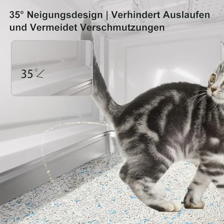 Marchul Katzentoilette, Geschlossene Katzentoilette aus Edelstahl mit Deckel und Schublade, XL für Wohnungskatzen, geruchsfrei mit Lamellen gegen Auslaufen, inkl. Schaufel und Matte – Bild 5