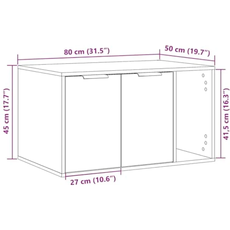 vidaXL Katzentoilette, Katzenklo Betongrau 80x50x45 cm Holzwerkstoff – Bild 4