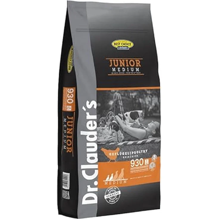 Dr. Clauder's Best Choice Junior Medium, Weizenfreies Hunde-Trockenfutter ohne Konservierungsmittel, 12,5 kg