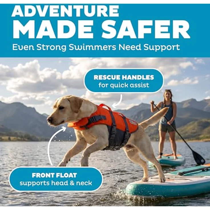 Outward Hound Kyjen 22021 Ripstop Quick Release Easy Fit Rettungsweste für Hunde, verstellbar, Größe L, orange, mit Griff für Rettungsaktionen und schwimmfähigem Vorderbereich – Bild 2