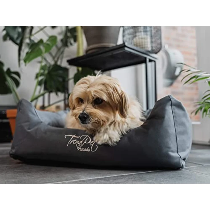 TrendPet Viscado, orthopädisches Hundebett grau mit gepolstertem Bezug, 5 cm viskoelastischer Wendematratze, wasserabweisend, 4 Größen, waschbar – Bild 4
