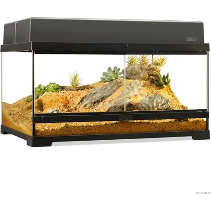 Exo Terra Pro Glasterrarium, Terrarium für Reptilien mit verschließbarer Fronttür, 60 x 45 x 30 cm, Edelstahl-Netzgitterabdeckung und einstellbarem Belüftungssystem – Bild 1