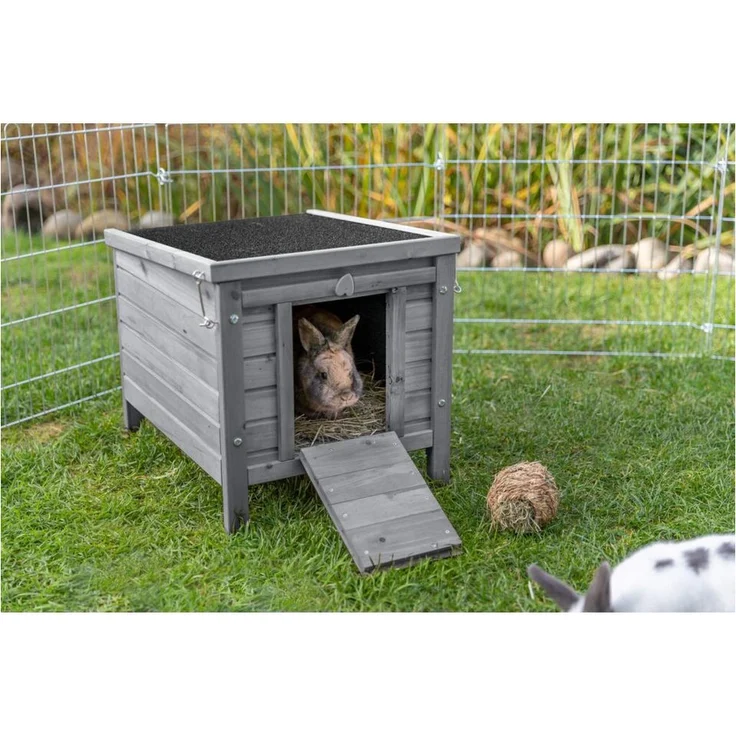 TRIXIE Kleintierstall Kleintierhaus aus Holz, grau, 42 × 43 × 51 cm