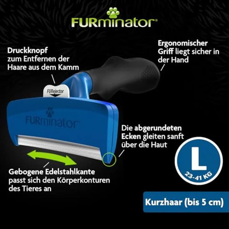 FURminator Fellbürste für kurzhaarige große Hunde, deShedding-Pflege Werkzeug – Bild 5