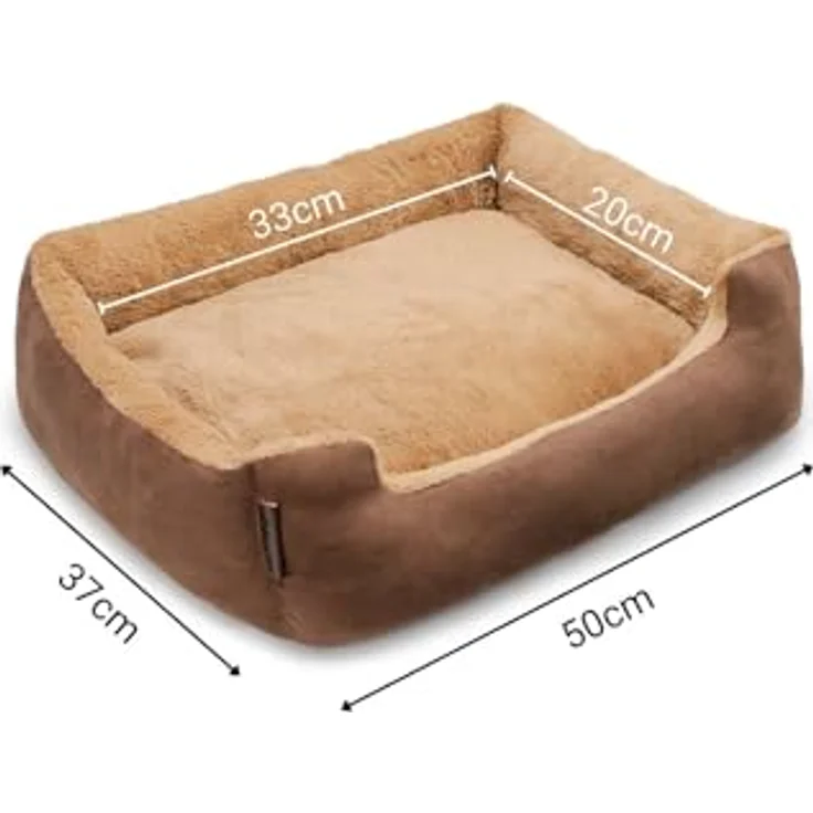 lionto Tierkissen Hundebett mit Wendekissen & Veloursbezug, beige/braun, 50 cm x 37 cm – Bild 5