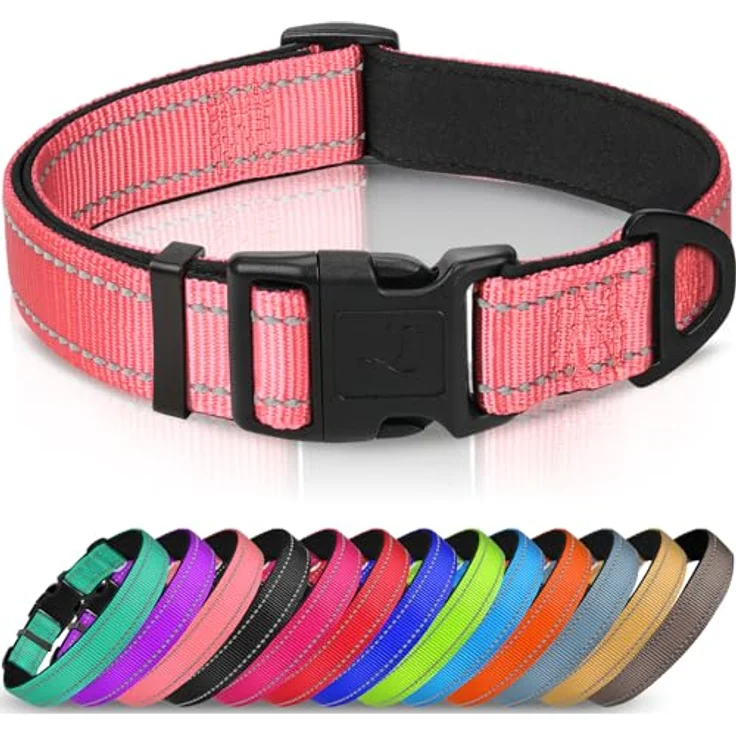 Joytale Hundehalsband Gepolstert aus Neopren Nylon, Verstellbar und Reflektierend, XS, Rosa – Bild 1