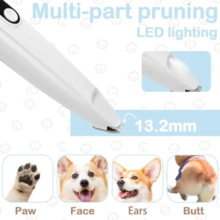 Gowkeey Leise Hundeschermaschine Paw Trim Pro, pflegeleichter Pfotentrimmer mit LED-Licht, wasserdicht und USB-wiederaufladbar – Bild 2