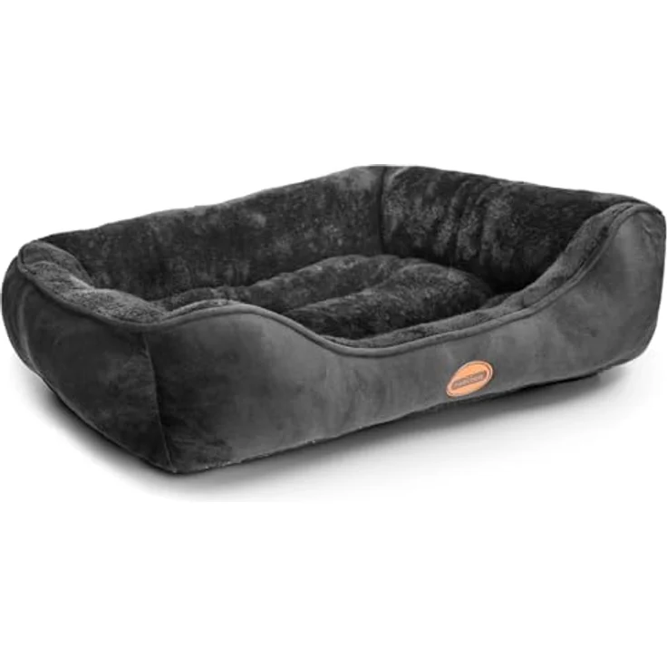 Nobleza Hundebett XL, Rutschfestes Hundekorb mit superweicher Faserfüllung, Waschbar für große Hunde und Katzen, Schwarz, 87x77cm – Bild 1