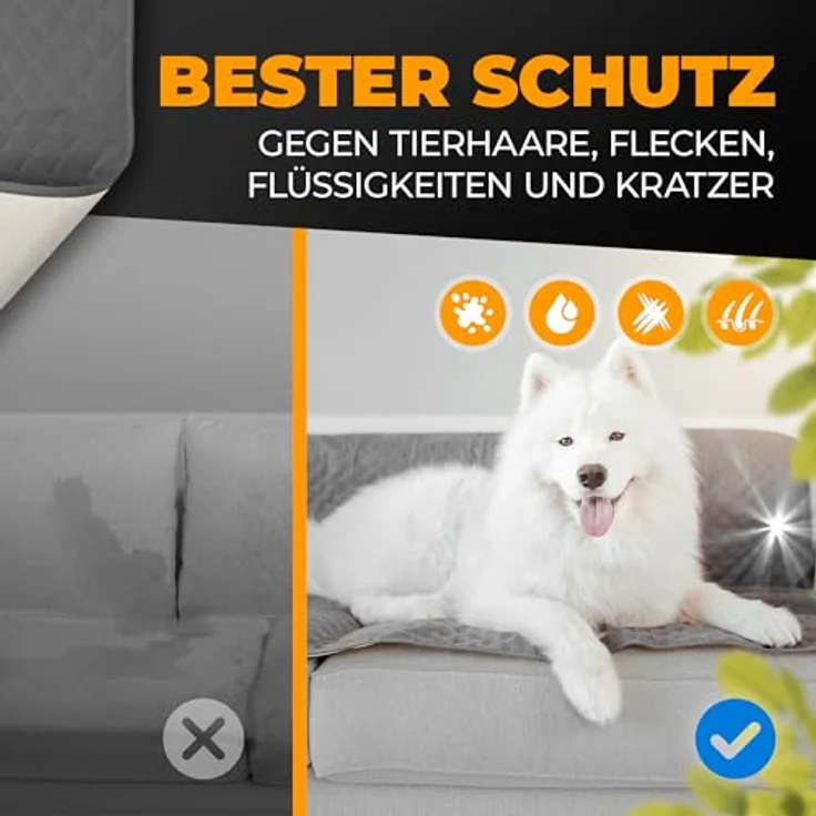 SympaTierisch wasserdichte Hundedecke, robuste Hundematte, rutschfest, 130 x 100 cm, grau, waschmaschinengeeignet – Bild 2