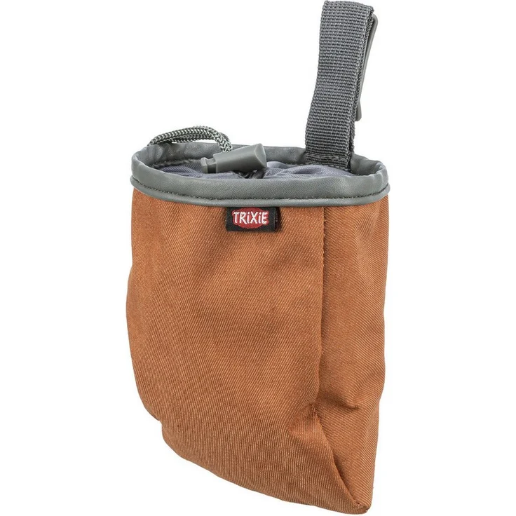 TRIXIE Leckerlibeutel Snack-Tasche groß, verschließbar mit Zugband, Befestigungsclip, 10 cm Durchmesser, Maschinenwäsche 30°, diverse Farben