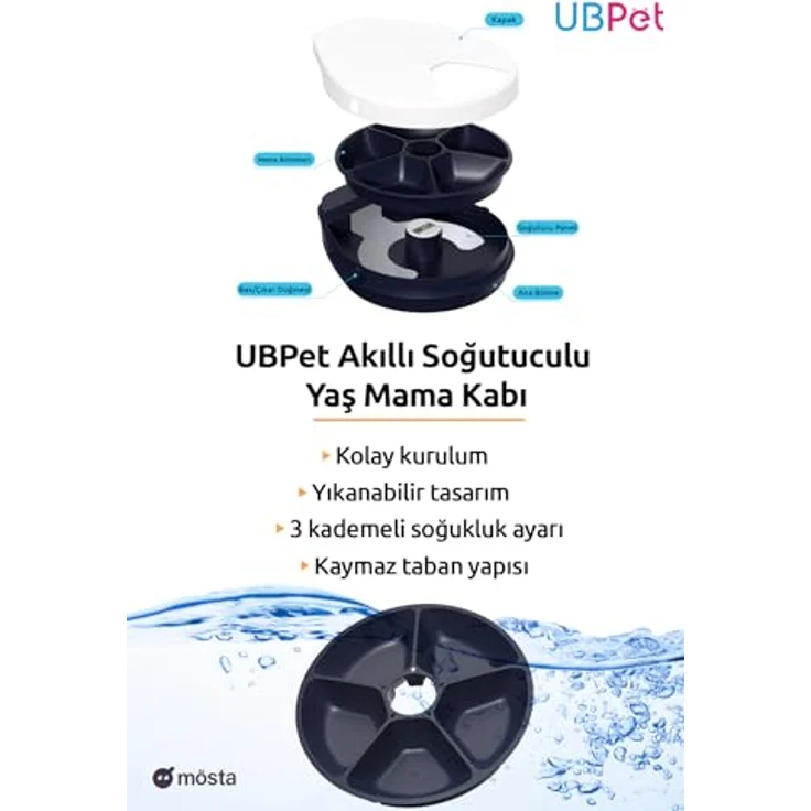 UBPet F10, Automatischer Futterspender mit Kühlfunktion (0.33 l), Timer für 5 Portionen, Futternapf – Bild 7
