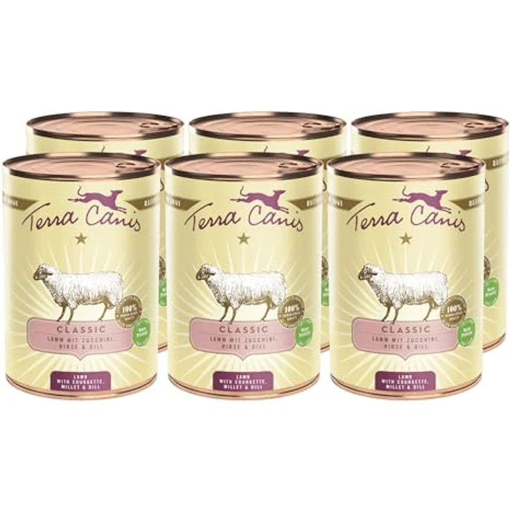 Terra Canis Lamm, Zucchini, Hirse & Dill - Classic Nassfutter, 6x400g, 100% Lebensmittelqualität, allergen- & getreidearm, glutenfrei – Bild 1