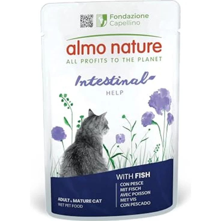 Almo Nature Functional Intestinal Help, Nassfutter für reife Katzen mit empfindlichem Darm, Fisch, Unterstützung für das Mikrobiom, 70 g (Packung mit 30) – Bild 1