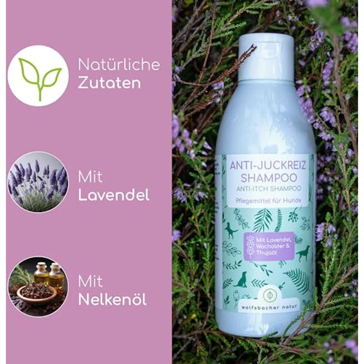 Wolfsbacher Anti-Juckreiz Shampoo für Hunde, Sensitiv Hundeshampoo mit Zedernöl & Lavendel, 200ml – Natürliche Hilfe bei Juckreiz, Milben & trockener Haut – Bild 3
