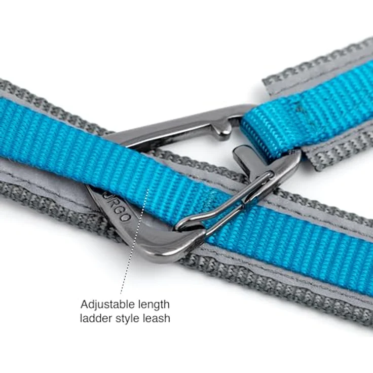Kurgo Quantum Nylon Leine, 120-180 cm höhenverstellbar, blau, freihändiges Design für Hunde – Bild 3