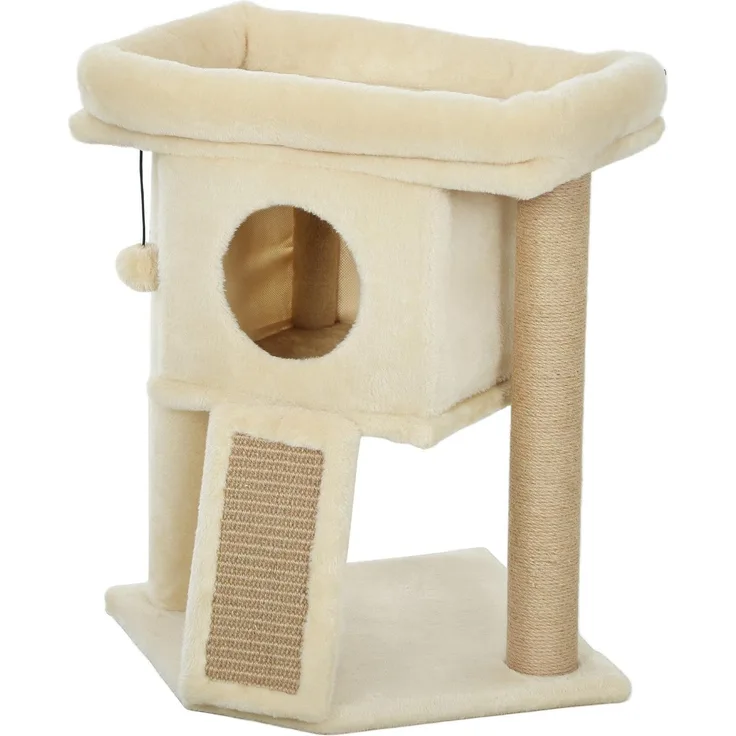Northio Kratzbaum mit Jute-Kratzmatte und Bett, Beige, für Katzen bis 5 kg, vielseitig und robust