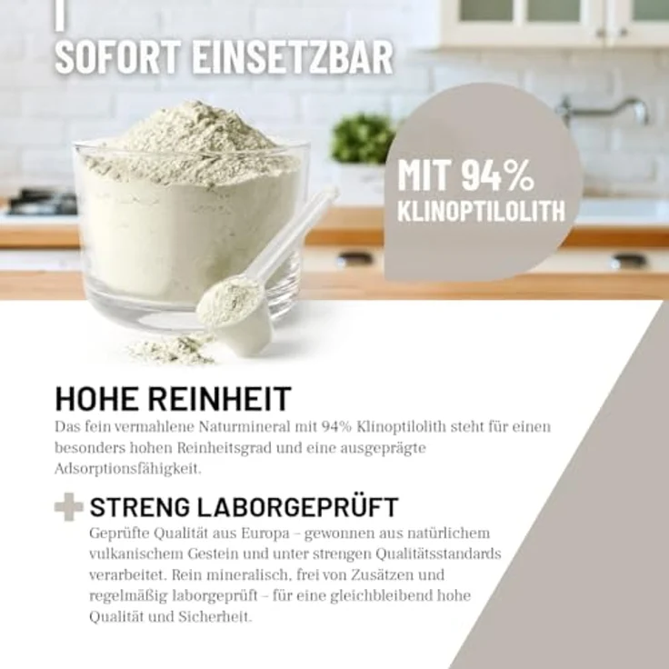 REAVET Zeolith VET 700g, mineralische Ergänzung für Hunde, Katzen & Pferde, unterstützt die Verdauung, 94% Klinoptilolith, geruchs- & geschmacksneutral, fein vermahlen – Bild 3