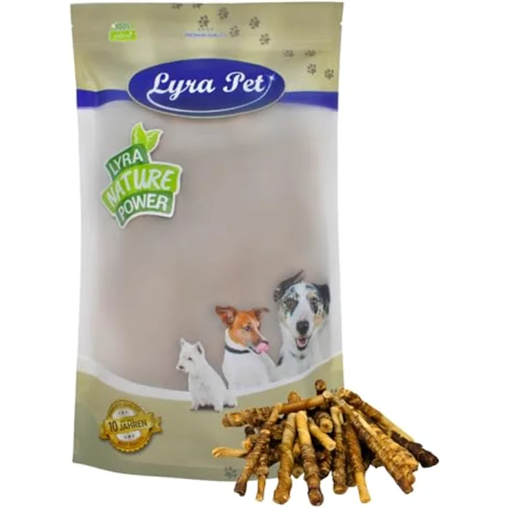 Lyra Pet® 1 kg Büffelsticks mit Rindfleischstreifen, hochwertige Hundefutter Kausnacks für gesunde Zahnpflege