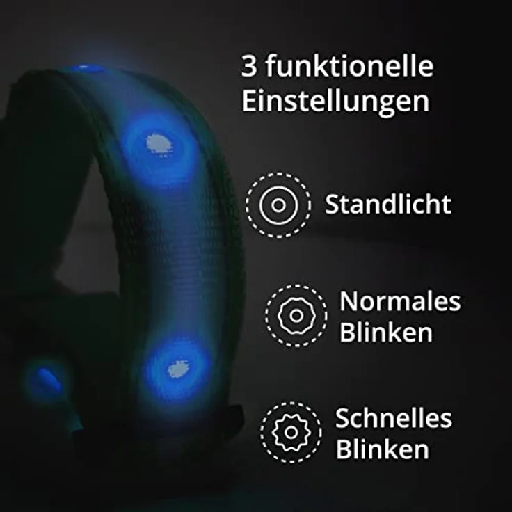 BI International Leuchthalsband für Hunde [Das Original], LED Hundehalsband mit 3 Leuchtmodi und langlebigem Metallverschluss, schnelles Aufladen über USB – Bild 2