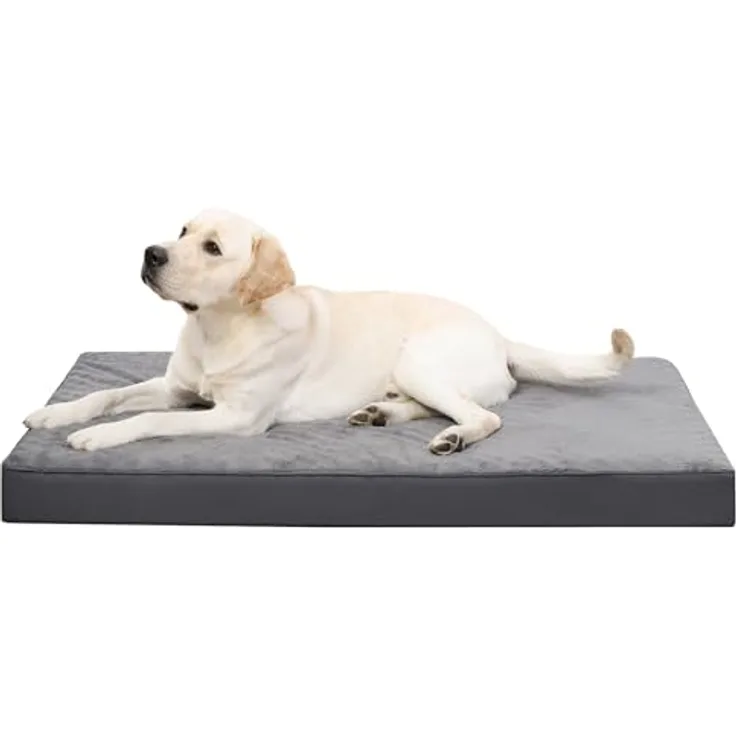 KSIIA Hundebett Orthopädisch für große Hunde, waschbares Hundekissen 91x68cm, abnehmbarer Bezug, doppelseitig wendbar, dunkelgrau