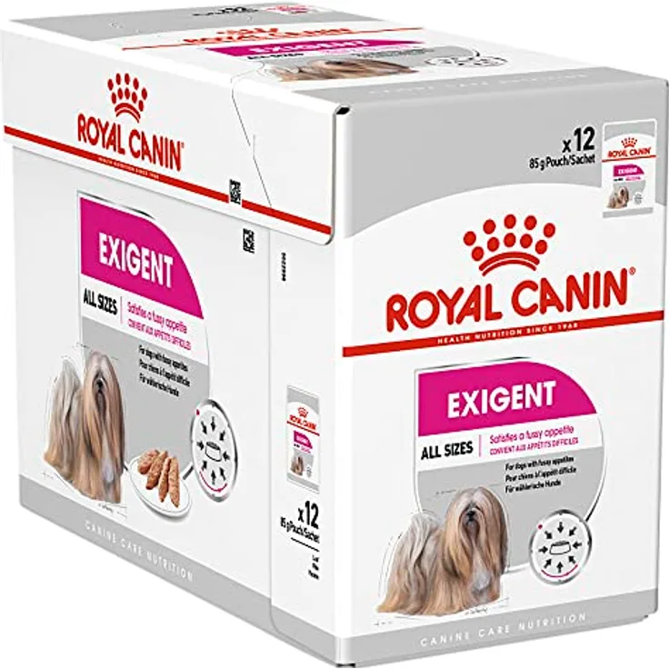 Royal Canin Exigent Nassfutter für wählerische Hunde, 12x85g, mit schmackhaften Zutaten und hochwertigen Proteinen