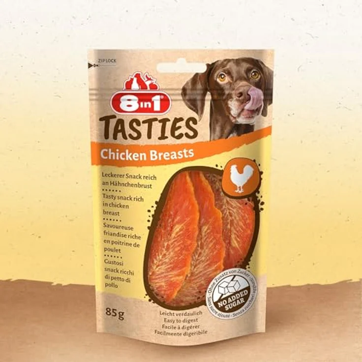 8in1 Tasties Hühnerbrust - Sparpaket, proteinreiche Hundesnacks, 3 x 85 g, ohne glutenhaltige Zutaten – Bild 7