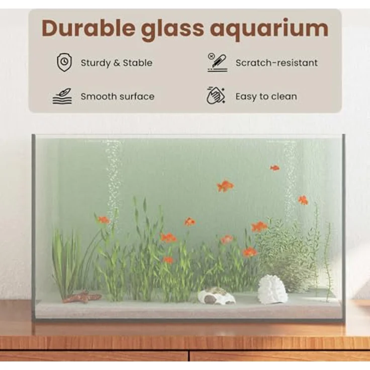 vidaXL Aquarium mit Speicher Transparent, rechteckiges 50 x 30 x 30 cm Glasbecken, modernes Design für Zuhause und Büro, pflegeleicht und robust – Bild 4