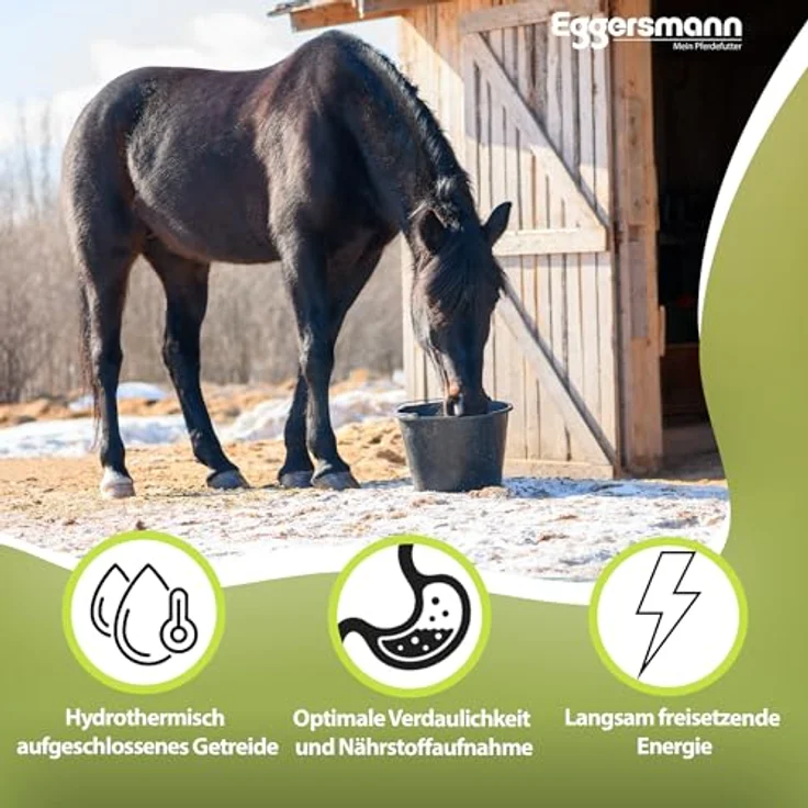 Eggersmann Gerstenflocken 15 kg, Einzelfuttermittel mit hohem Energiegehalt, geeignet für Pferde, Ponys, Hühner & Kleintiere, ideal bei Haferunverträglichkeit – Bild 2